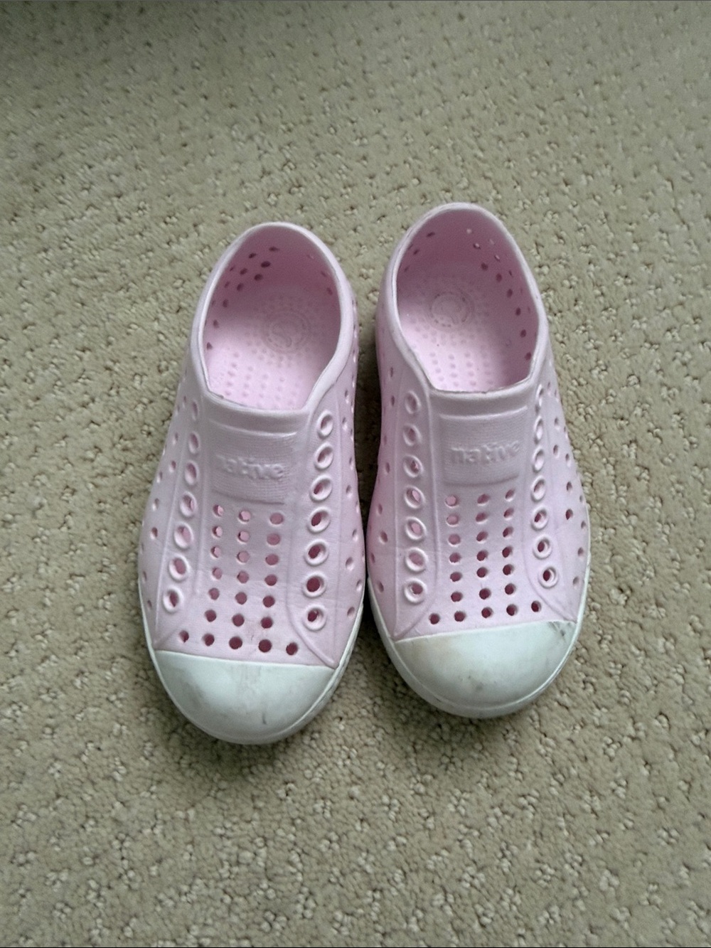 Native Shoes Kids Slip-On Sneakers in Light Pink and White